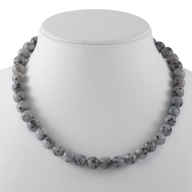 Dolomite 10mm Beaded 320.00 ctw Necklace 18 Inches in Sterling Silver