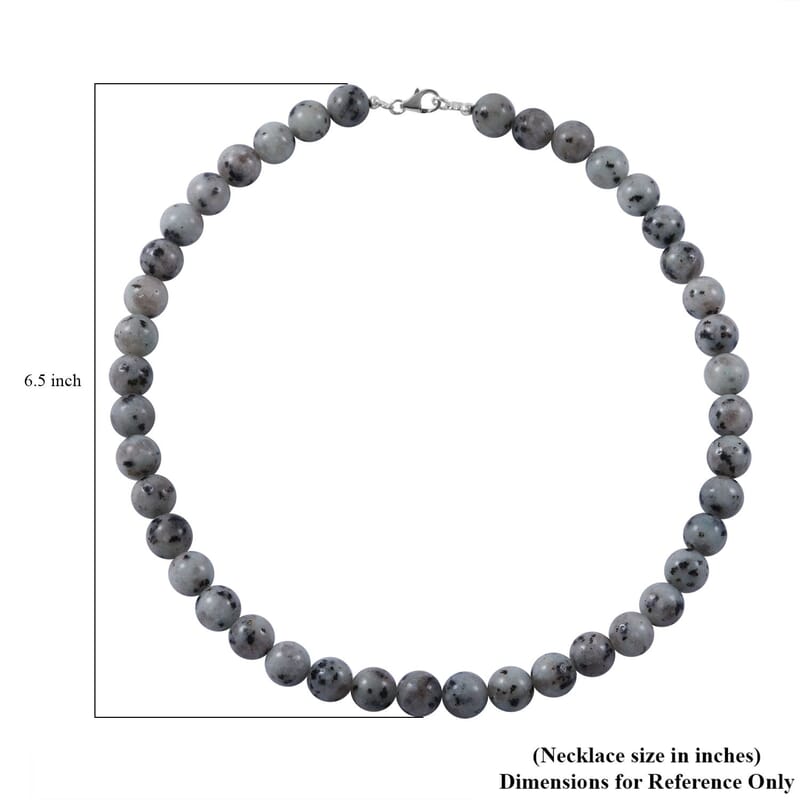 Dolomite 10mm Beaded 320.00 ctw Necklace 18 Inches in Sterling Silver