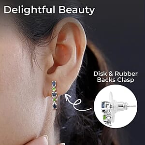 Ilakaka Hot Pink Sapphire (FF) and Chrome Diopside Dangling Earrings in Platinum Over Sterling Silver 1.75 ctw