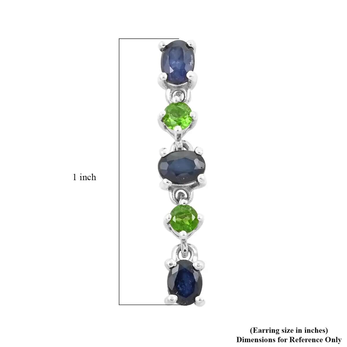 Ilakaka Hot Pink Sapphire (FF) and Chrome Diopside Dangling Earrings in Platinum Over Sterling Silver 1.75 ctw image number 5