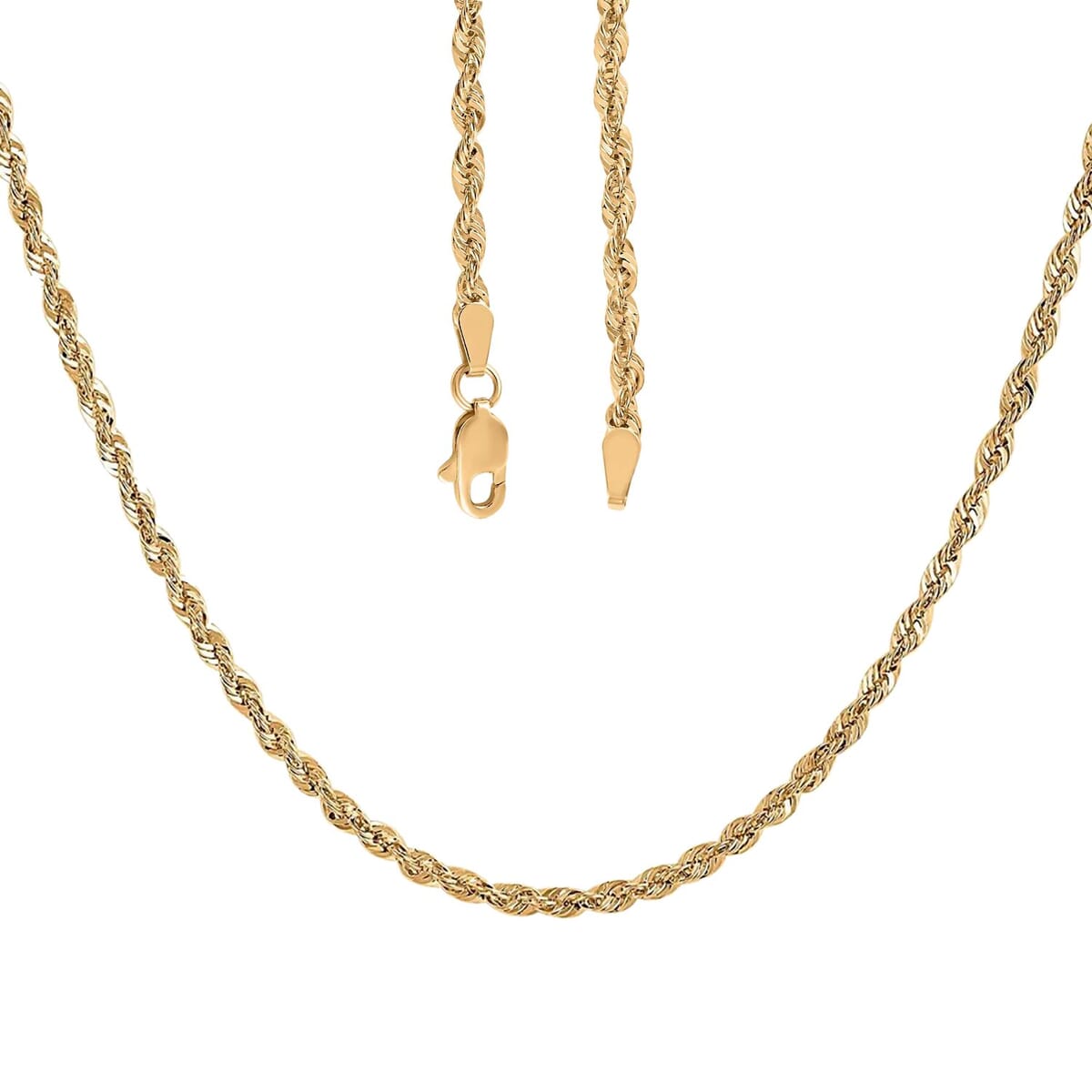14K Yellow Gold 1.5mm Rope Chain Necklace 20 Inches 1.6 Grams image number 3