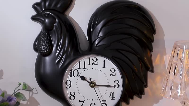 Black Rooster Shaped Wall Clock (14"x10.75") (1xAA Battery Not Included)