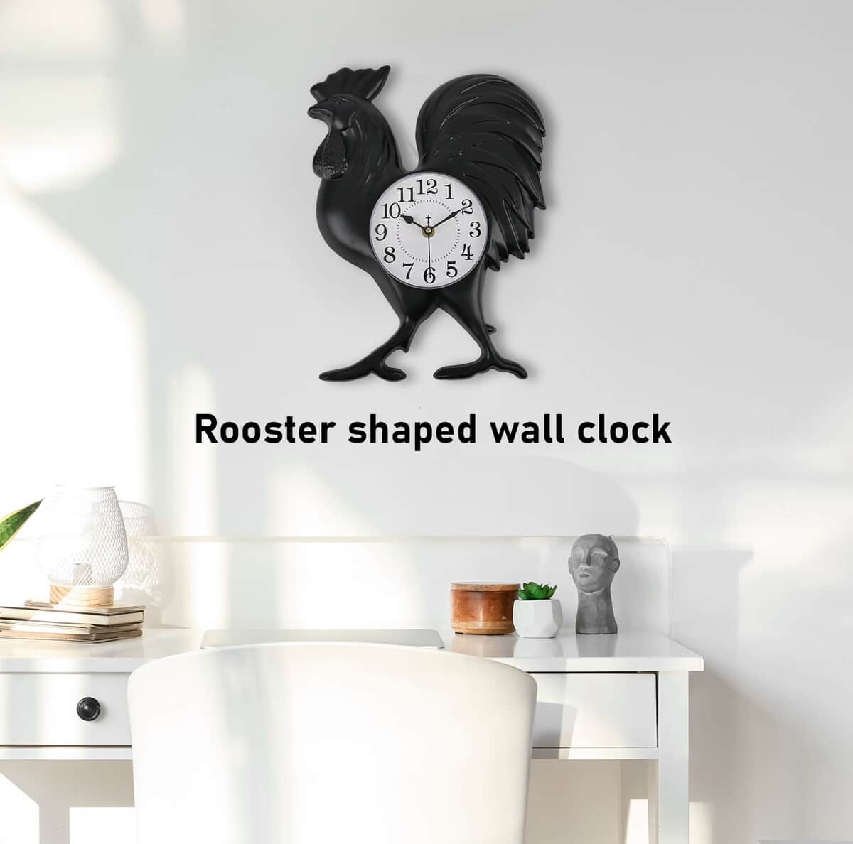 Black Rooster Shaped Wall Clock (1xAA Battery Not Included) image number 1
