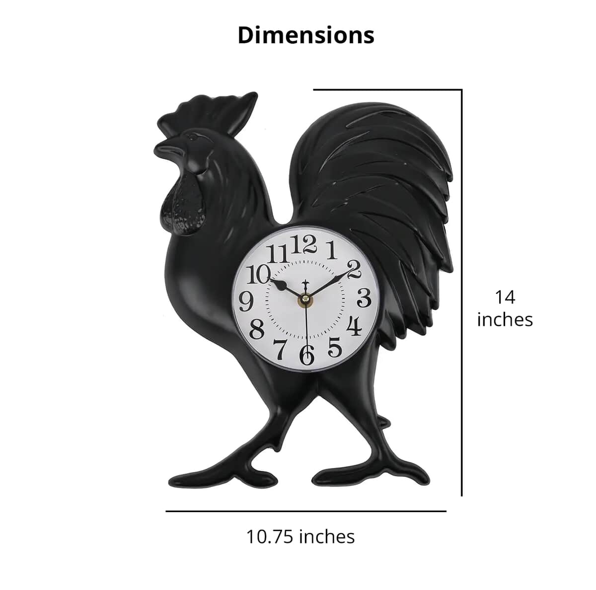 Black Rooster Shaped Wall Clock (1xAA Battery Not Included) image number 4