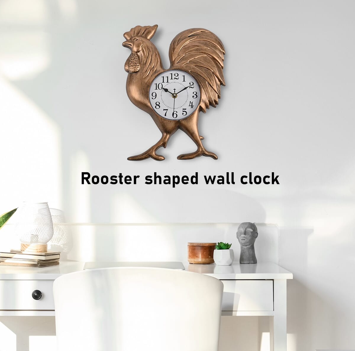 Brown Rooster Shaped Wall Clock (1xAA Battery Not Included) image number 1
