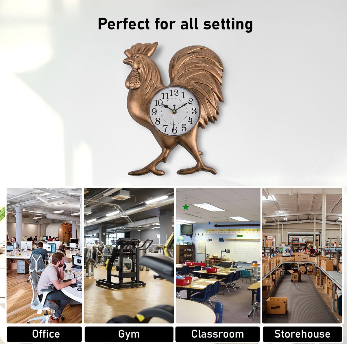 Brown Rooster Shaped Wall Clock (1xAA Battery Not Included) image number 3