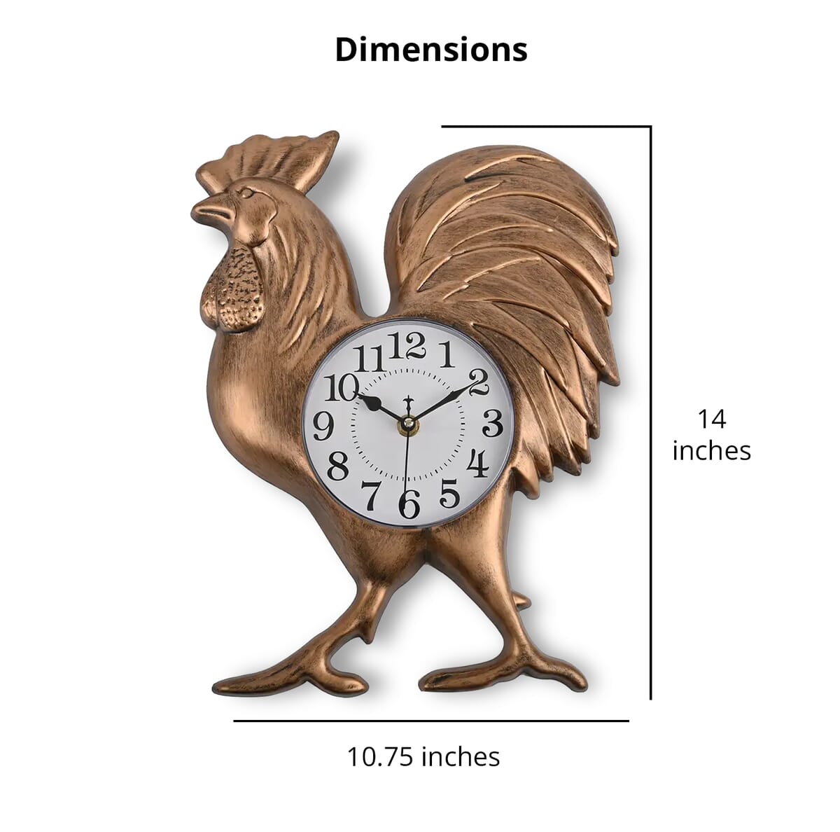 Brown Rooster Shaped Wall Clock (1xAA Battery Not Included) image number 4