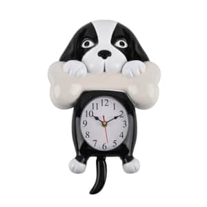 Black Dog Shaped Wall Clock with Moving Tail (1xAA Battery Not Included)