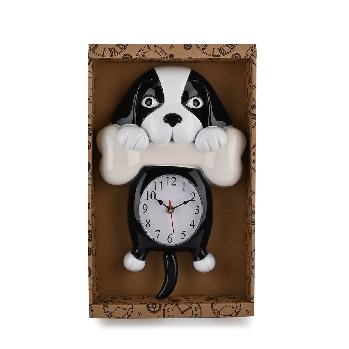 Black Dog Shaped Wall Clock with Moving Tail (1xAA Battery Not Included) image number 2
