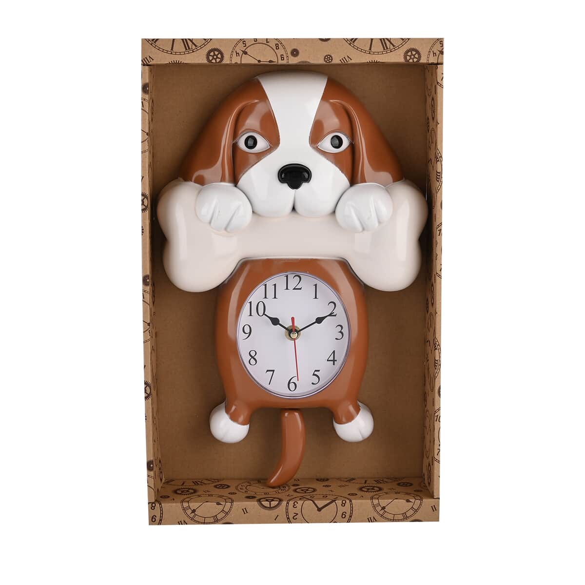 Brown Dog Shaped Wall Clock with Moving Tail (1xAA Battery Not Included) image number 2