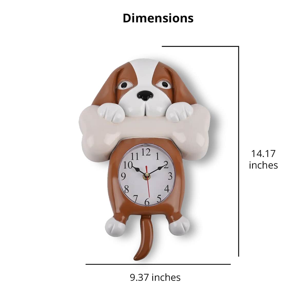 Brown Dog Shaped Wall Clock with Moving Tail (1xAA Battery Not Included) image number 4