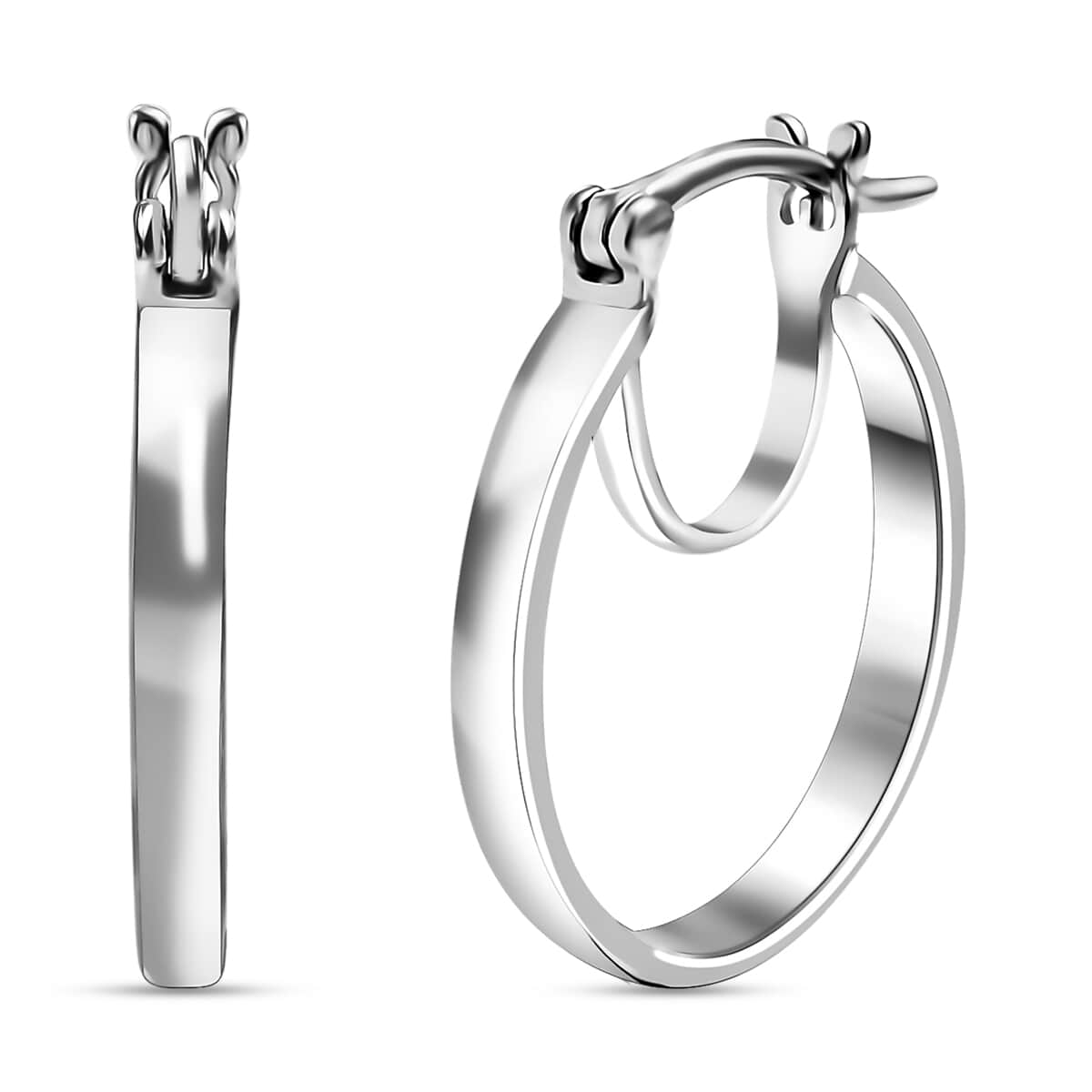 Platinum Over Sterling Silver Hoop Earrings 3.73 Grams image number 0