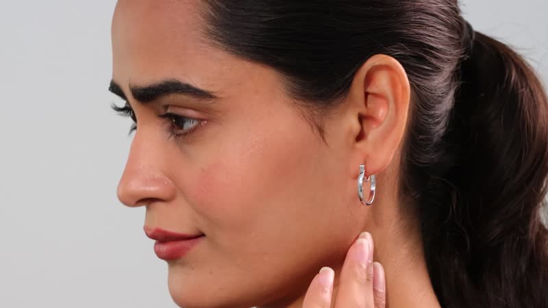 Platinum Over Sterling Silver Hoop Earrings 3.73 Grams