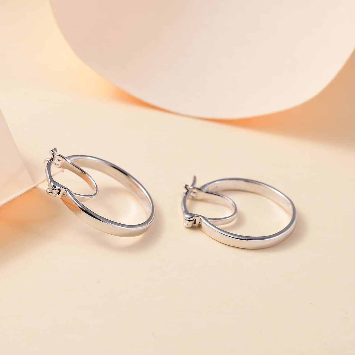 Platinum Over Sterling Silver Hoop Earrings 3.73 Grams image number 1