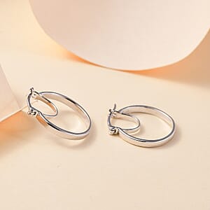 Platinum Over Sterling Silver Hoop Earrings 3.73 Grams