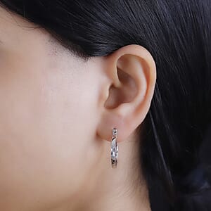Platinum Over Sterling Silver Hoop Earrings 3.73 Grams