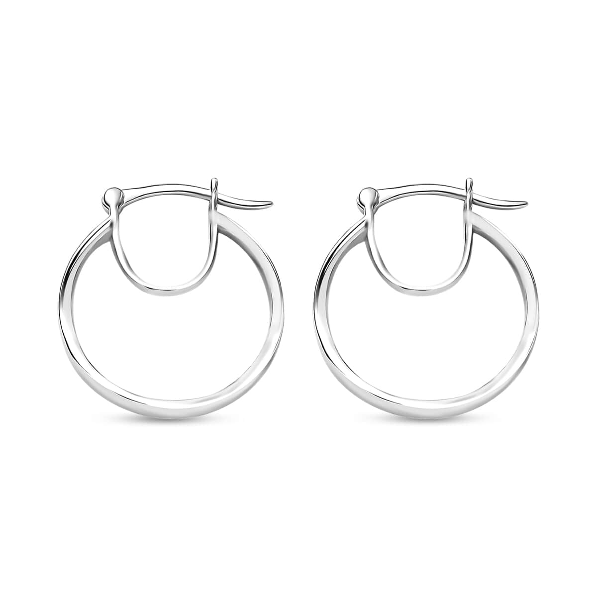 Platinum Over Sterling Silver Hoop Earrings 3.73 Grams image number 3