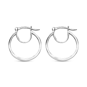 Platinum Over Sterling Silver Hoop Earrings 3.73 Grams