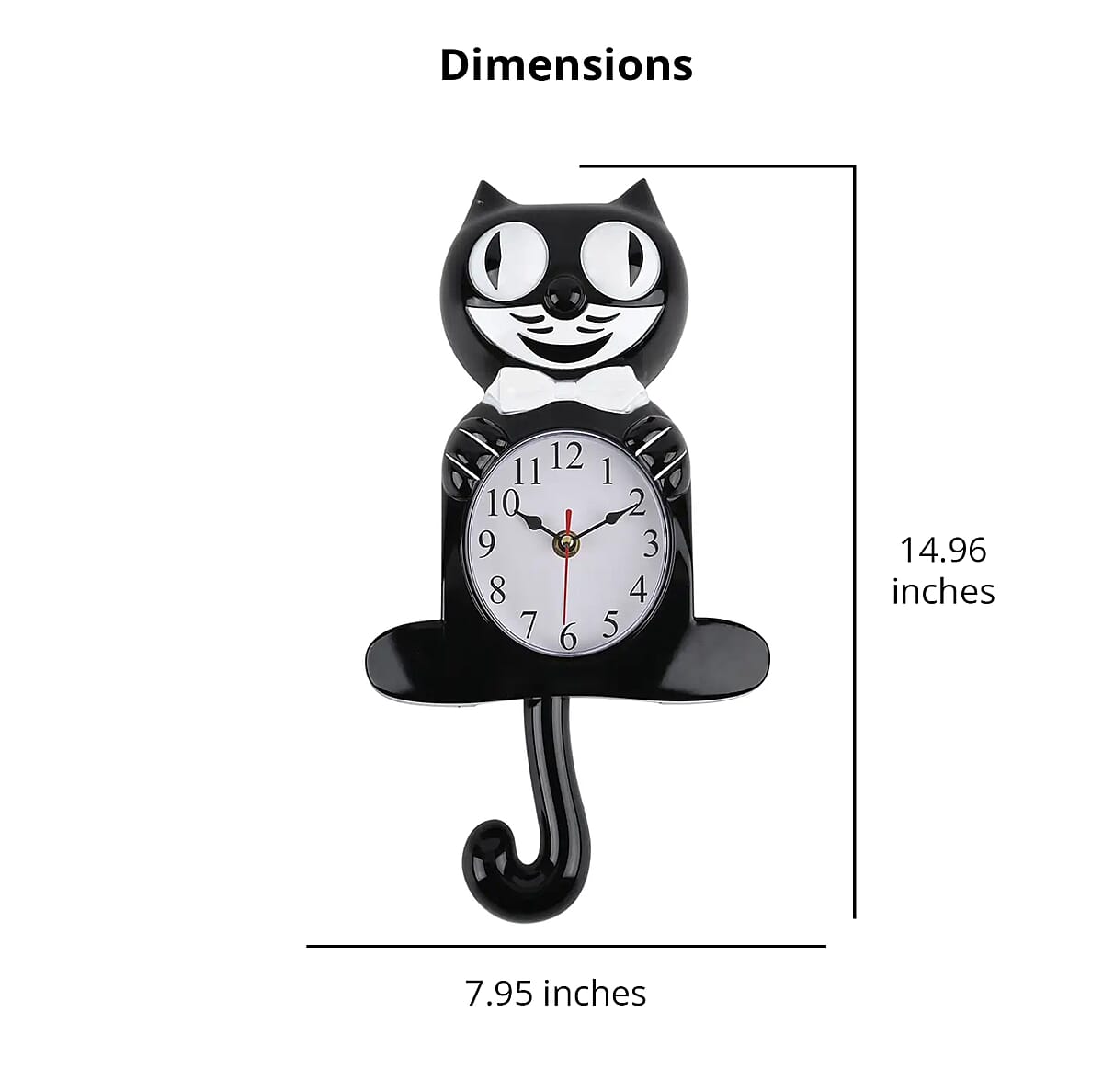 Black Cat Shaped Wall Clock with Moving Tail (1xAA Battery Not Included) image number 4