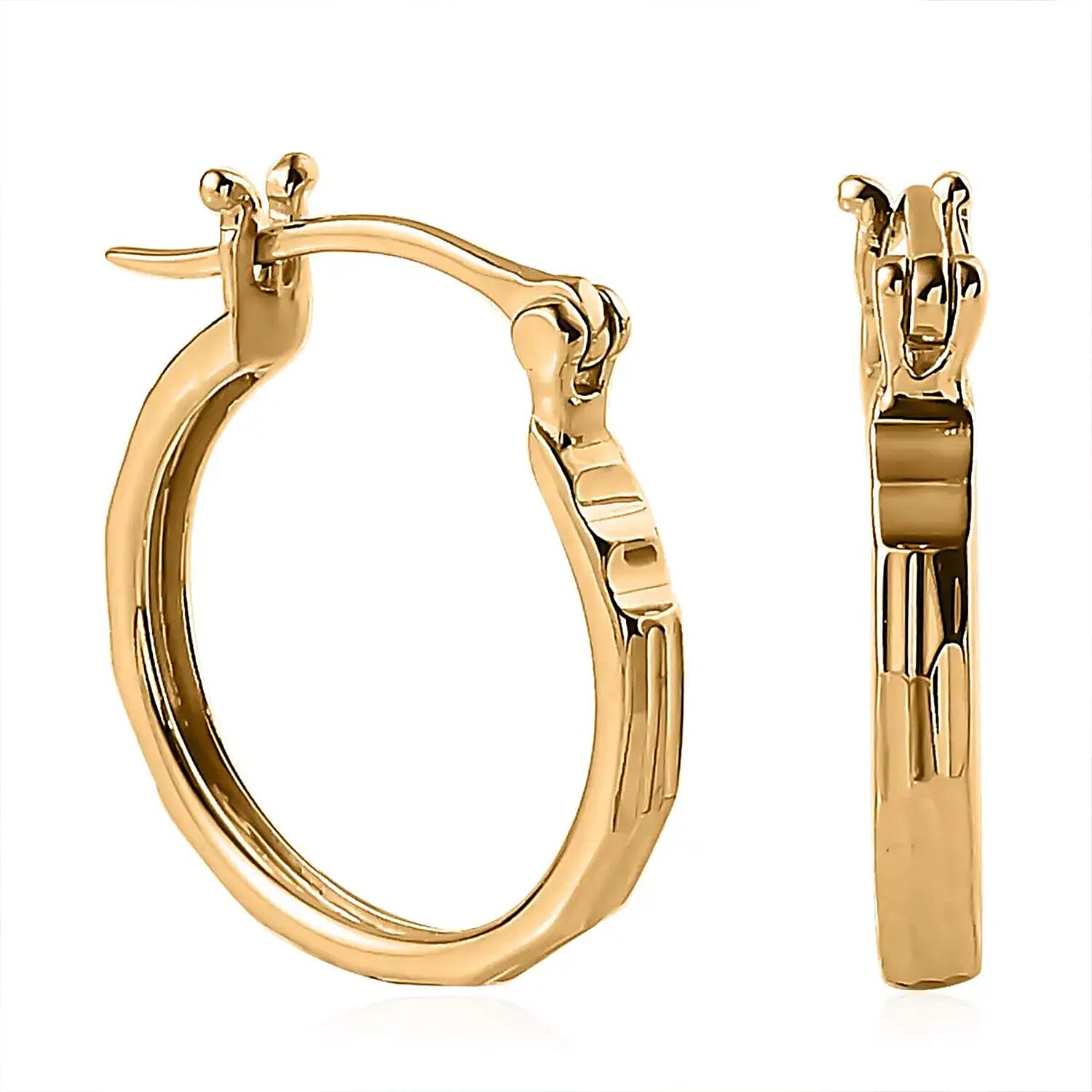 Full Hoop Earrings in 14K Yellow Gold Over Sterling Silver, Silver Jewelry, Birthday Anniversary Gift 2.55 Grams