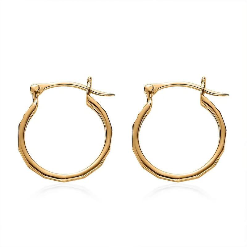 Full Hoop Earrings in 14K Yellow Gold Over Sterling Silver, Silver Jewelry, Birthday Anniversary Gift 2.55 Grams