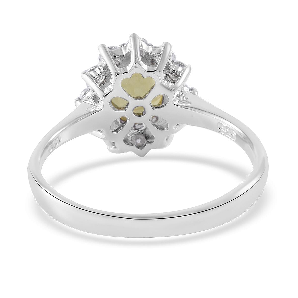Premium Yellow Sapphire and Moissanite Sunburst Ring in Platinum Over Sterling Silver (Size 8.0) 2.00 ctw image number 3