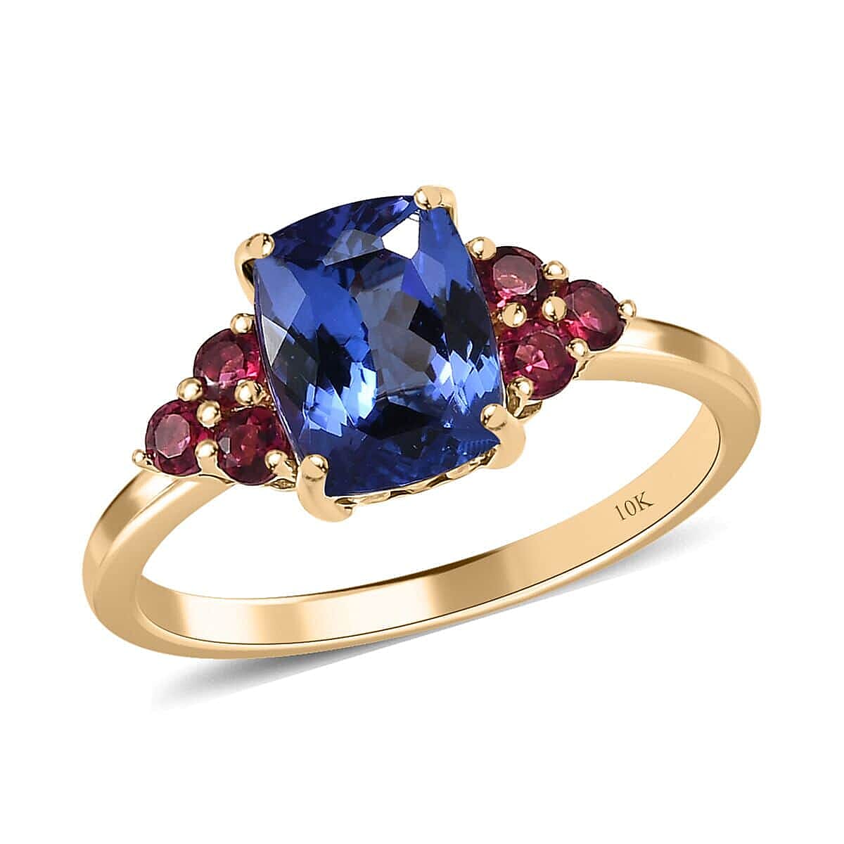 Luxoro 14K Yellow Gold AAA Tanzanite and Ouro Fino Rubellite Ring (Size 7.0) 2.35 ctw image number 0