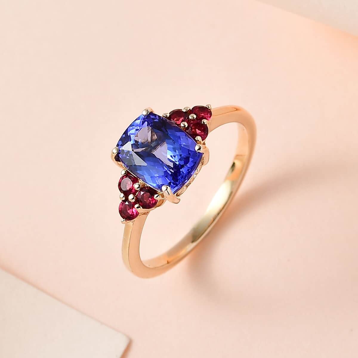 Luxoro 14K Yellow Gold AAA Tanzanite and Ouro Fino Rubellite Ring (Size 8.0) 2.35 ctw image number 1