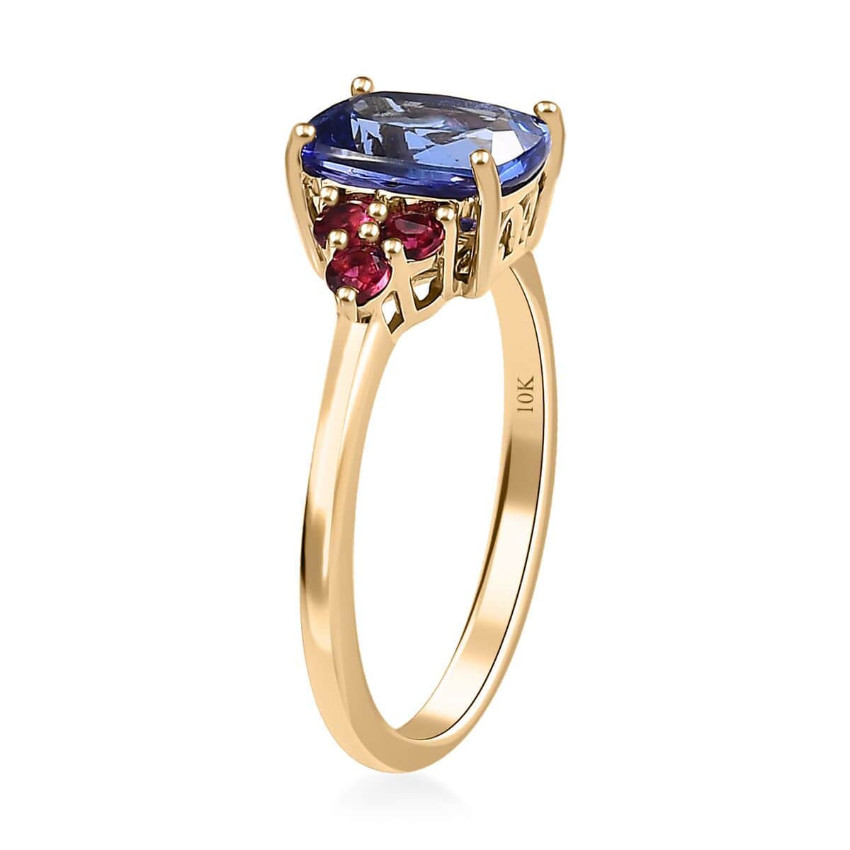 Luxoro 14K Yellow Gold AAA Tanzanite and Ouro Fino Rubellite Ring (Size 8.0) 2.35 ctw image number 3