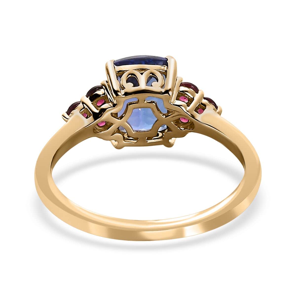 Luxoro 14K Yellow Gold AAA Tanzanite and Ouro Fino Rubellite Ring (Size 8.0) 2.35 ctw image number 4