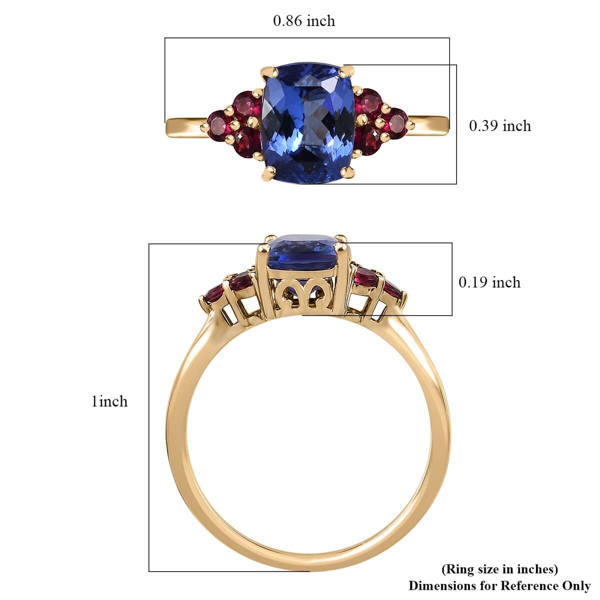 Luxoro 14K Yellow Gold AAA Tanzanite and Ouro Fino Rubellite Ring (Size 8.0) 2.35 ctw image number 5