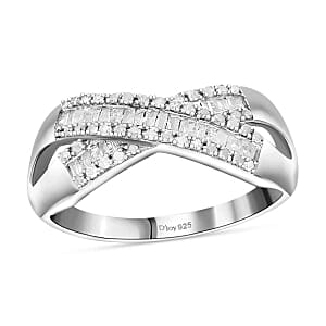 White Diamond 0.32 ctw Ring in Platinum Over Sterling Silver (Size 6.5)