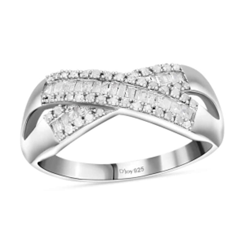 White Diamond 0.32 ctw Ring in Platinum Over Sterling Silver (Size 6.5)