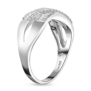 White Diamond 0.32 ctw Ring in Platinum Over Sterling Silver (Size 6.5)