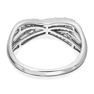 White Diamond 0.32 ctw Ring in Platinum Over Sterling Silver (Size 6.5)