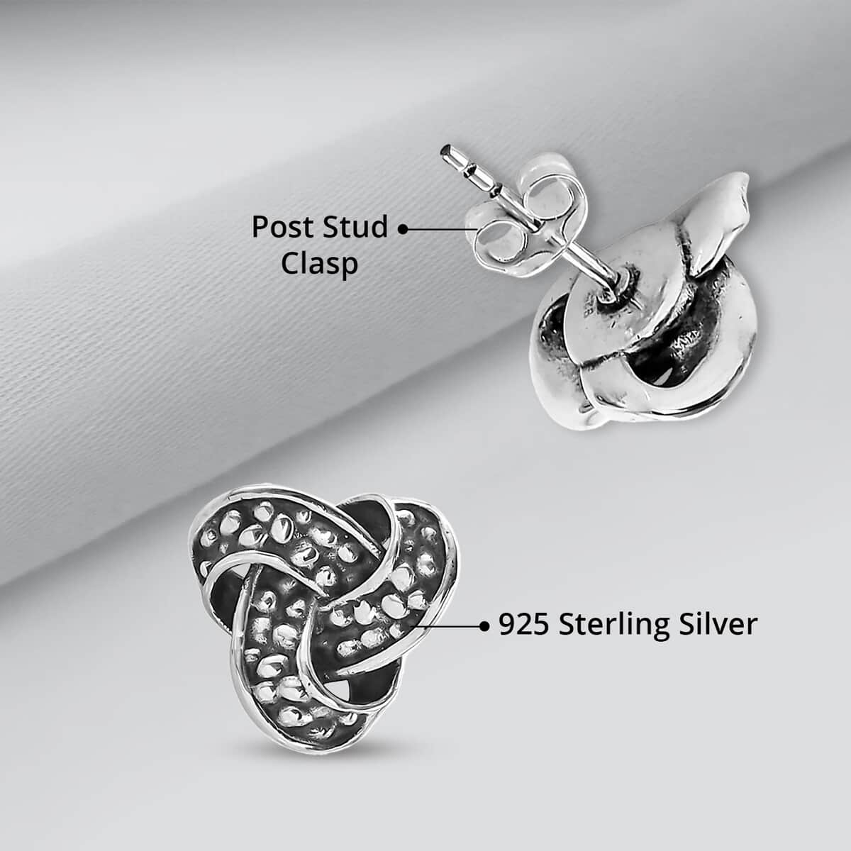 Bali Legacy Sterling Silver Dragon Skin Knot Earrings 4.75 Grams image number 4