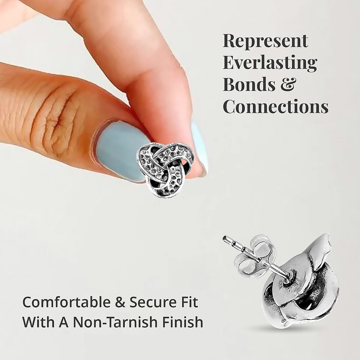 Bali Legacy Hammer Textured Knot Earrings in Sterling Silver 4.75 Grams image number 3