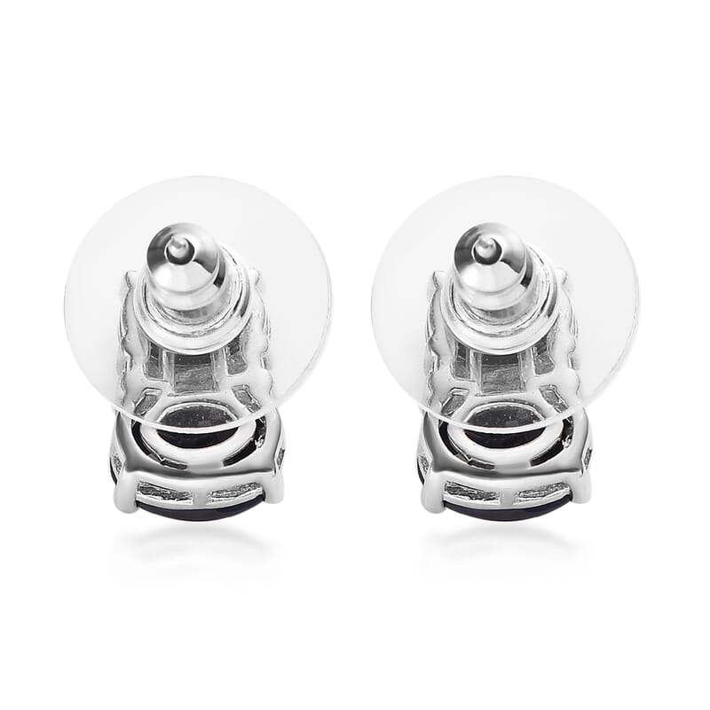 Madagascar Blue Sapphire (DF) and White Zircon Earrings in Platinum Over Sterling Silver 5.25 ctw