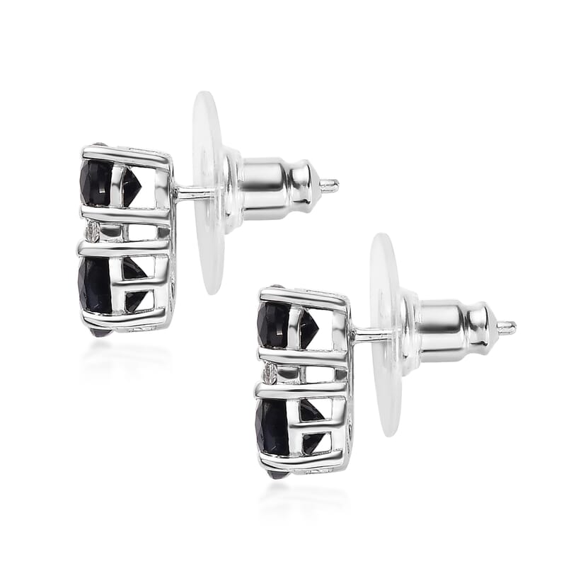 Madagascar Blue Sapphire (DF) and White Zircon Earrings in Platinum Over Sterling Silver 5.25 ctw