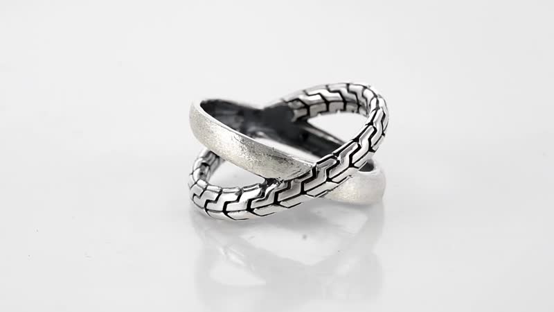 Bali Legacy Sterling Silver Tulang Naga Crossover Ring 6.35 Grams