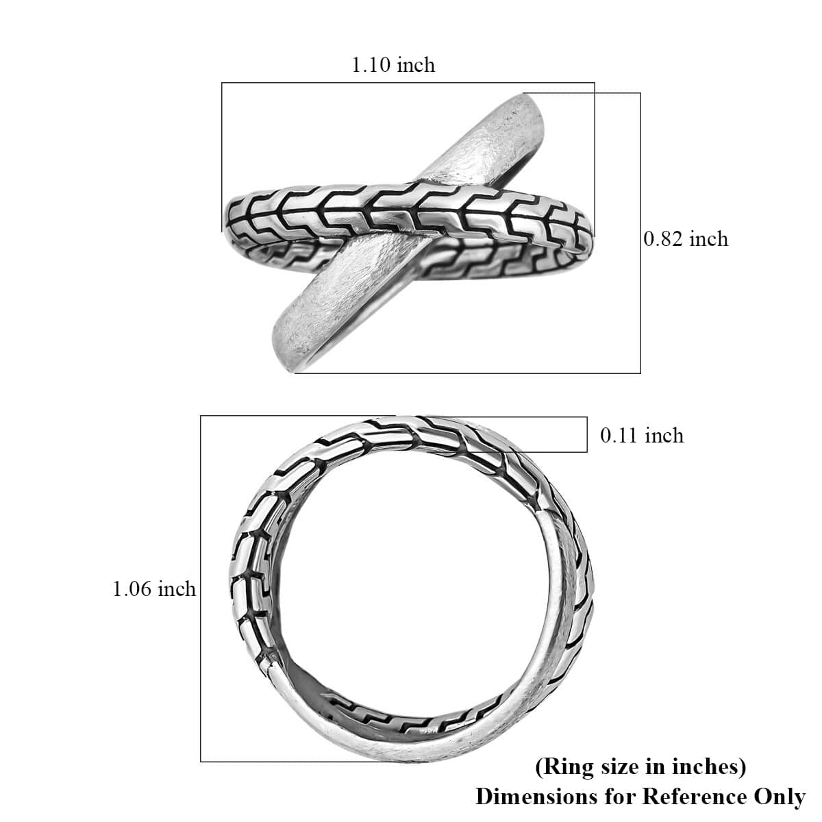 Bali Legacy Sterling Silver Tulang Naga Crossover Ring 6.35 Grams image number 5