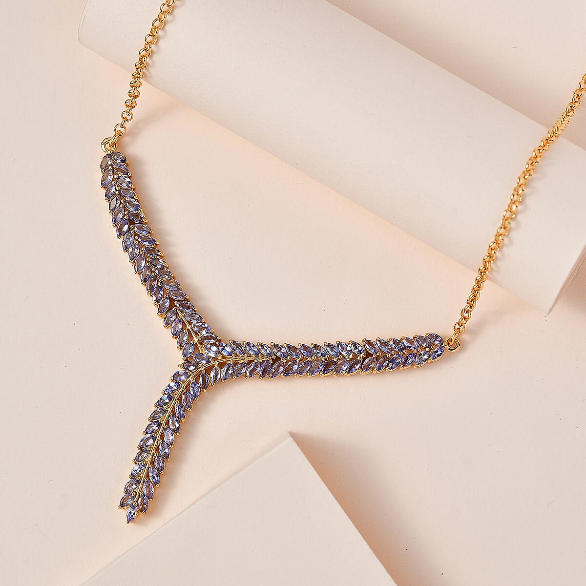 Karis Tanzanite Y-Shaped Necklace 18 Inches in 18K YG Plated 7.25 ctw image number 1