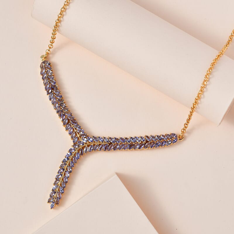 Karis Tanzanite Y-Shaped Necklace 18 Inches in 18K YG Plated 7.25 ctw