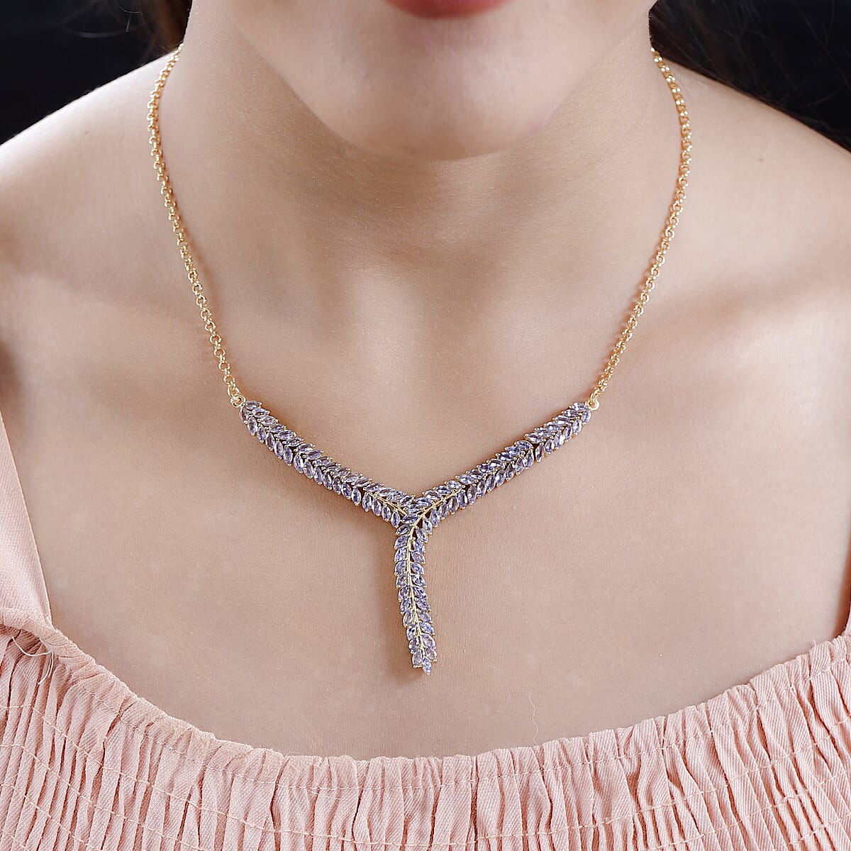 Karis Tanzanite Y-Shaped Necklace 18 Inches in 18K YG Plated 7.25 ctw image number 2