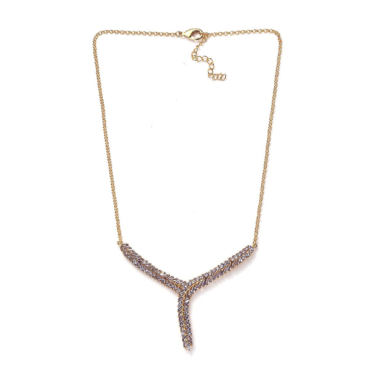 Karis Tanzanite Y-Shaped Necklace 18 Inches in 18K YG Plated 7.25 ctw image number 3