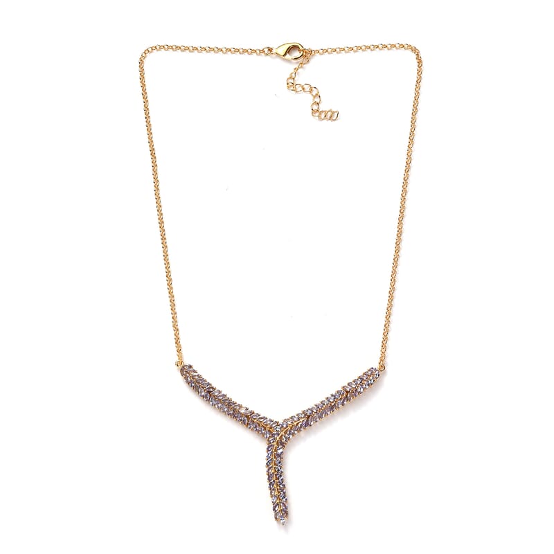 Karis Tanzanite Y-Shaped Necklace 18 Inches in 18K YG Plated 7.25 ctw