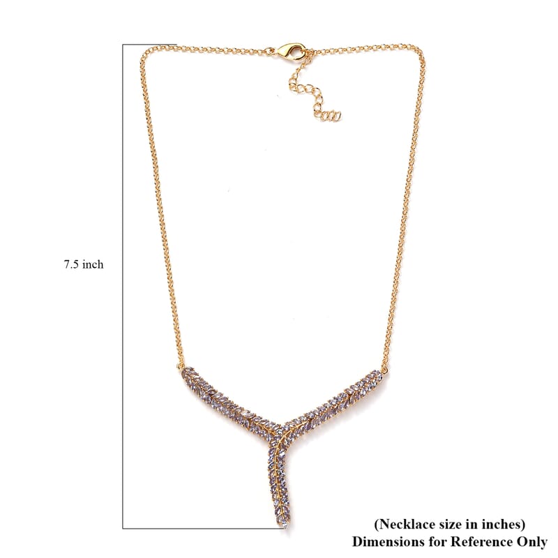 Karis Tanzanite Y-Shaped Necklace 18 Inches in 18K YG Plated 7.25 ctw