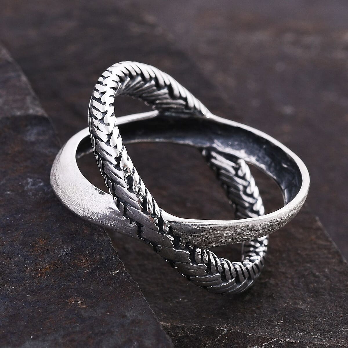 Bali Legacy Sterling Silver Padian Crossover Ring 6.35 Grams (Size 6.00) image number 1