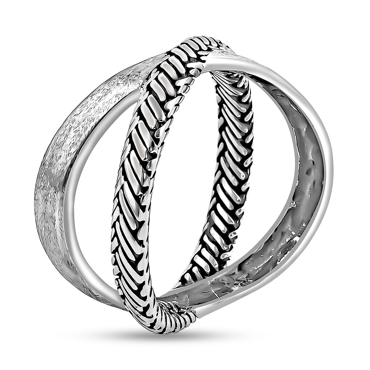 Bali Legacy Sterling Silver Padian Crossover Ring 6.35 Grams (Size 6.00) image number 3