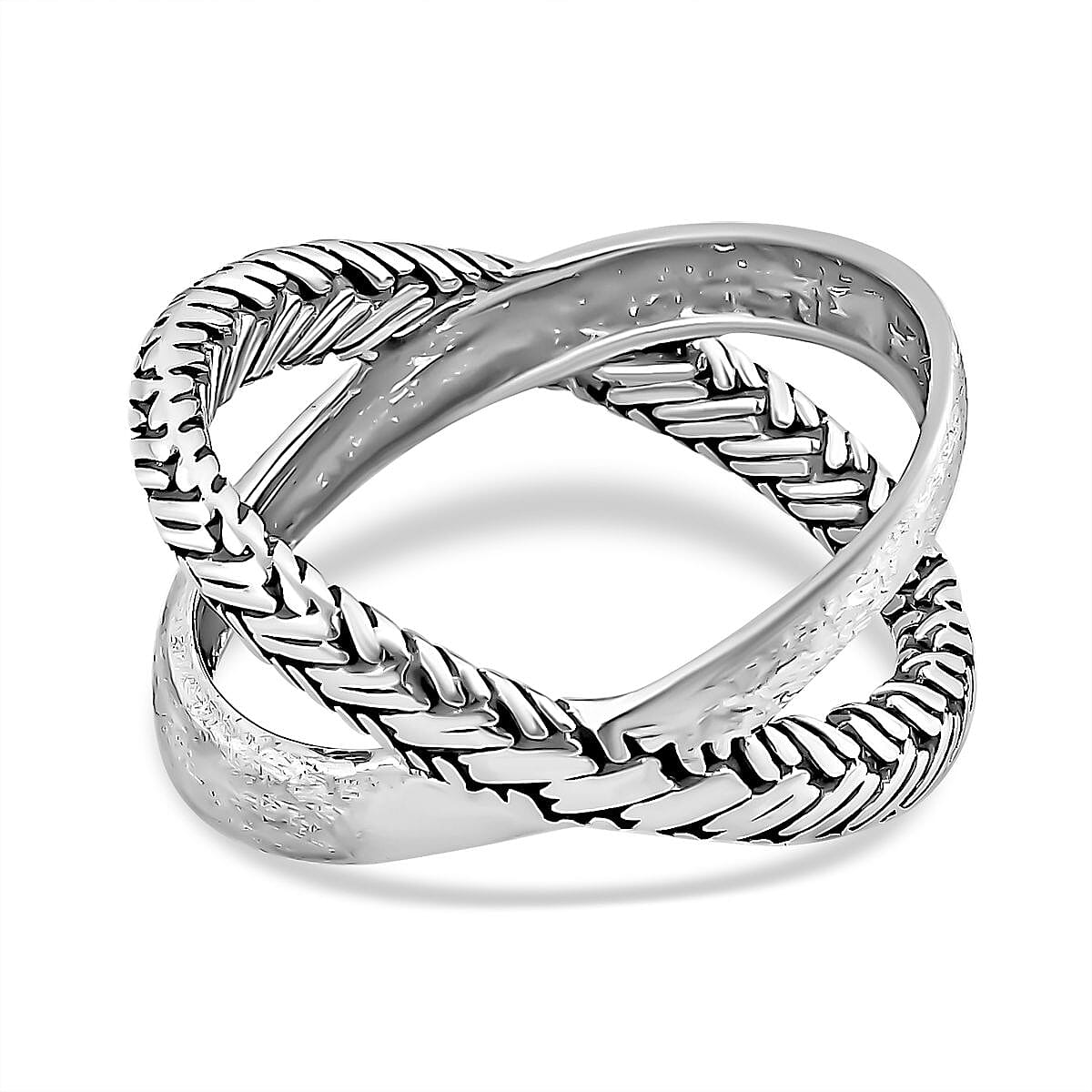 Bali Legacy Sterling Silver Padian Crossover Ring 6.35 Grams (Size 6.00) image number 4